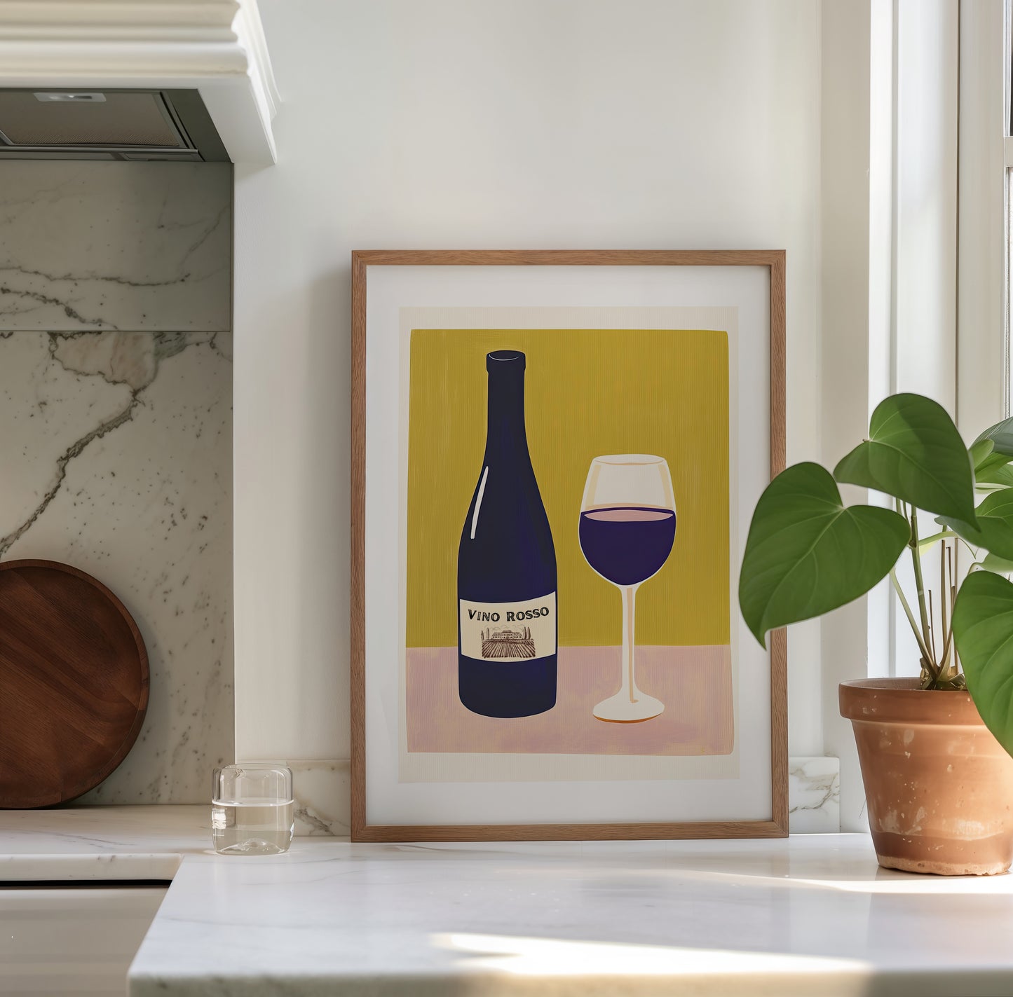 Vino Rosso – Modern Italian Wine Art Print with Bottle and Glass