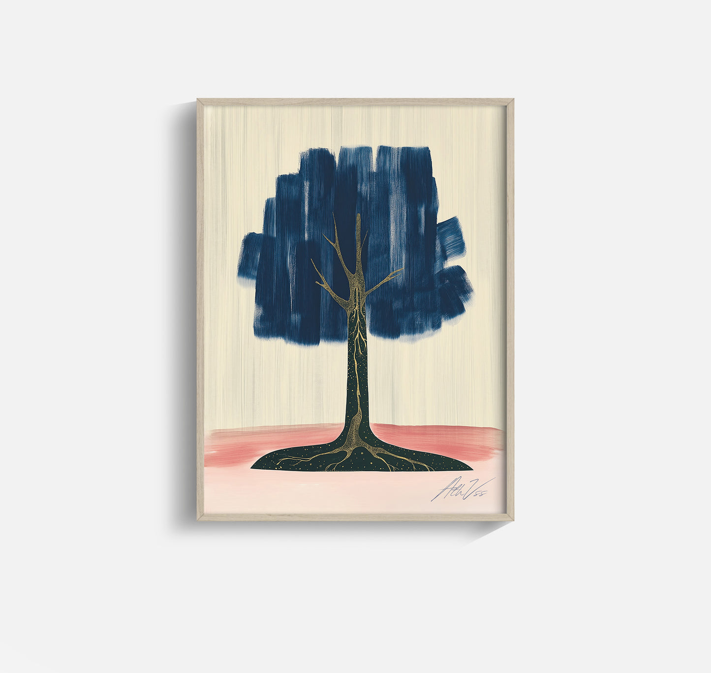 Yggdrasil Rising – Nordic Tree of Life in Midnight & Blush