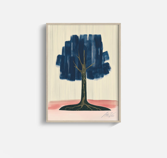 Yggdrasil Rising – Nordic Tree of Life in Midnight & Blush