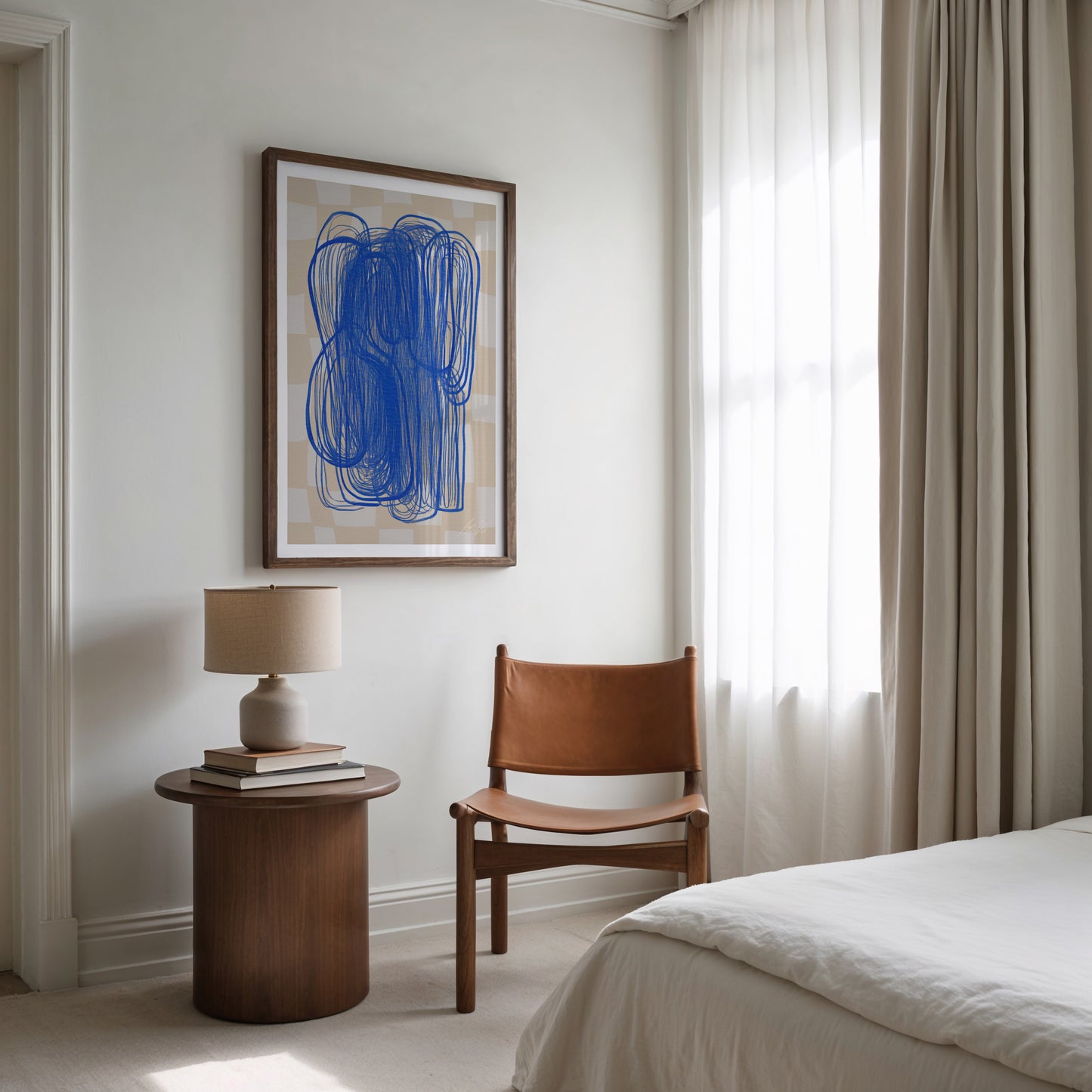Blue Tangle – Painterly Modern Abstract Wall Art in Cobalt and Sand