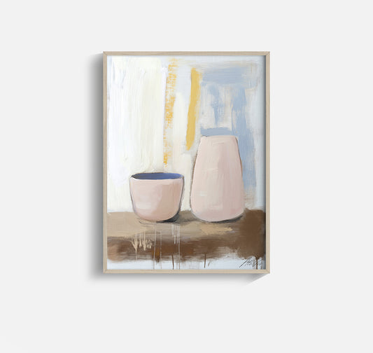 Ceramic Study No. 1 – Neutral Pottery Wall Art with Painterly Brushwork