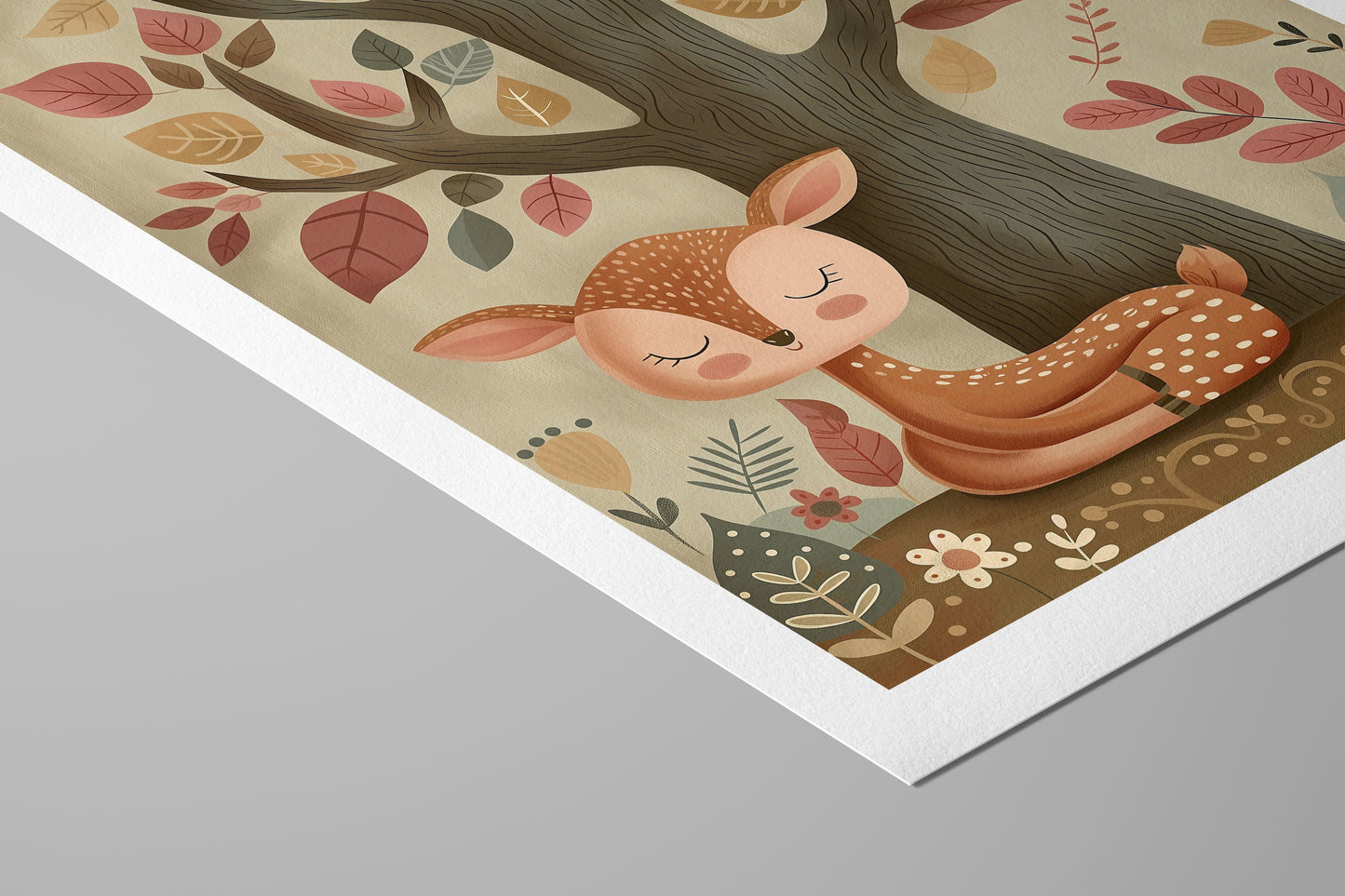 Autumn Fawn – Cozy Woodland Deer Nursery Print