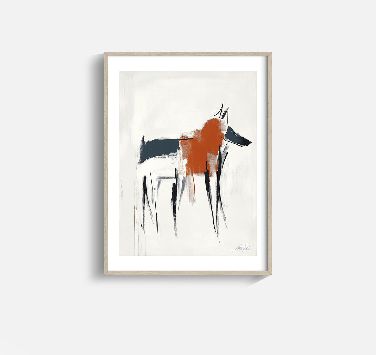 Fenrir – Abstract Nordic Wolf Print in Rust and Charcoal