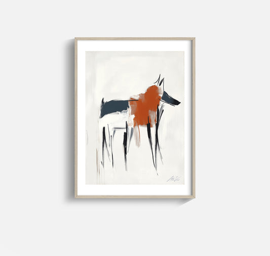 Fenrir – Abstract Nordic Wolf Print in Rust and Charcoal