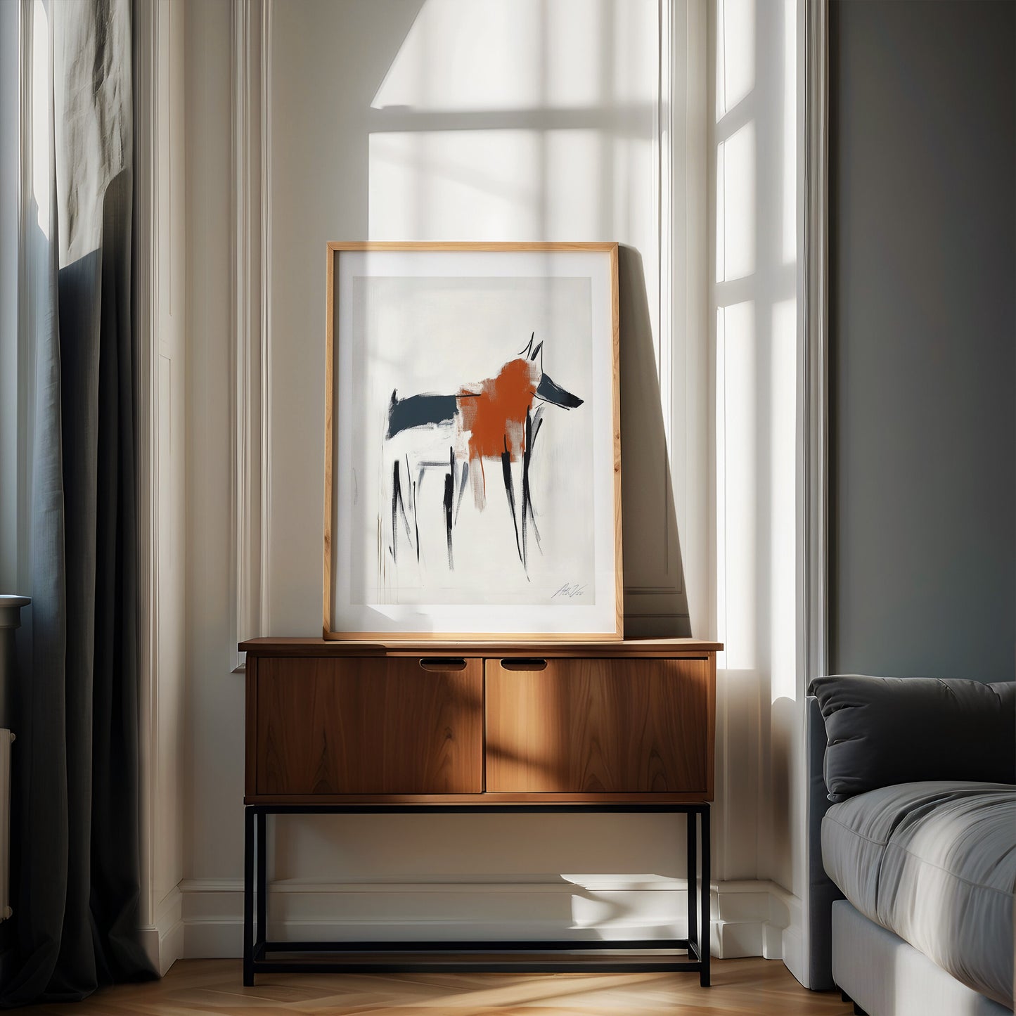 Fenrir – Abstract Nordic Wolf Print in Rust and Charcoal
