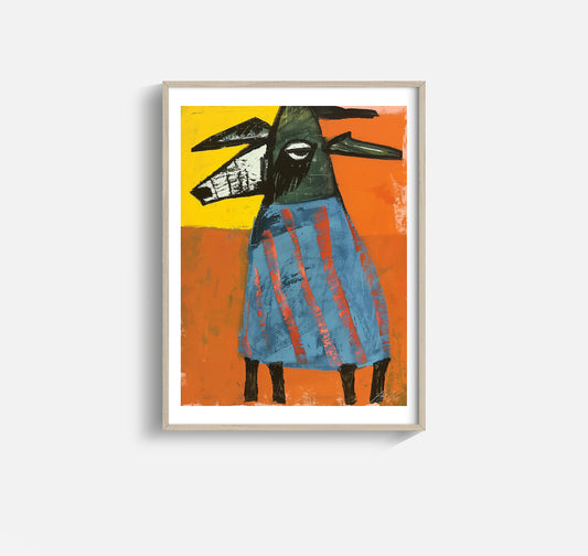 Colorful Abstract Goat – Bold Modern Farm Animal Wall Art for Kids Rooms