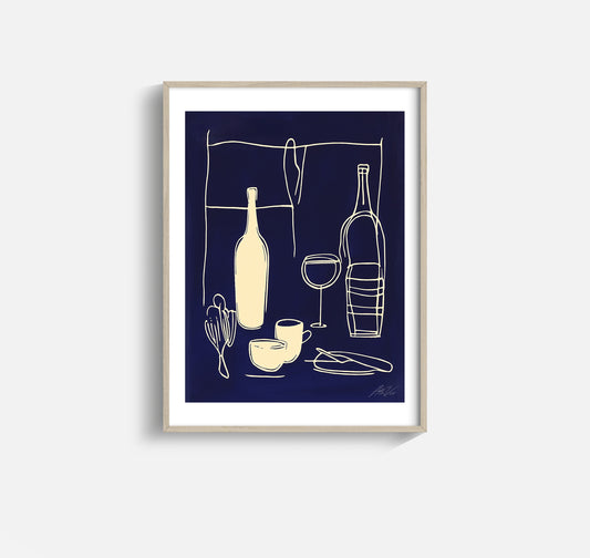 Kitchen Lines – Minimalist One-Line Art Print for Culinary Spaces
