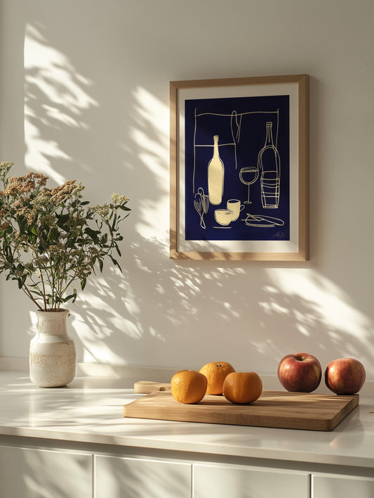 Kitchen Lines – Minimalist One-Line Art Print for Culinary Spaces