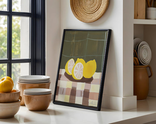 Lemon Still Life Print – Modern Kitchen Wall Art
