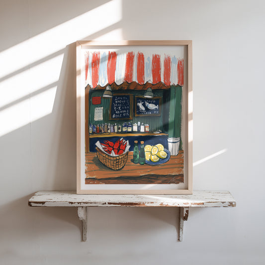 Lobster Shack Coastal Food Stand Print – Nautical Seafood Wall Art for Kitchen or Dining Room
