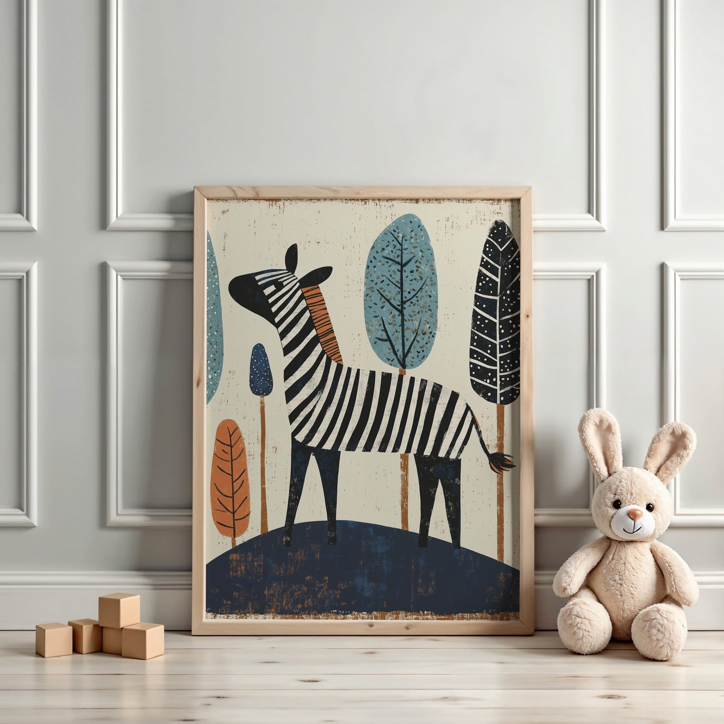 Whimsical Zebra – Scandinavian Animal Nursery Wall Art Print