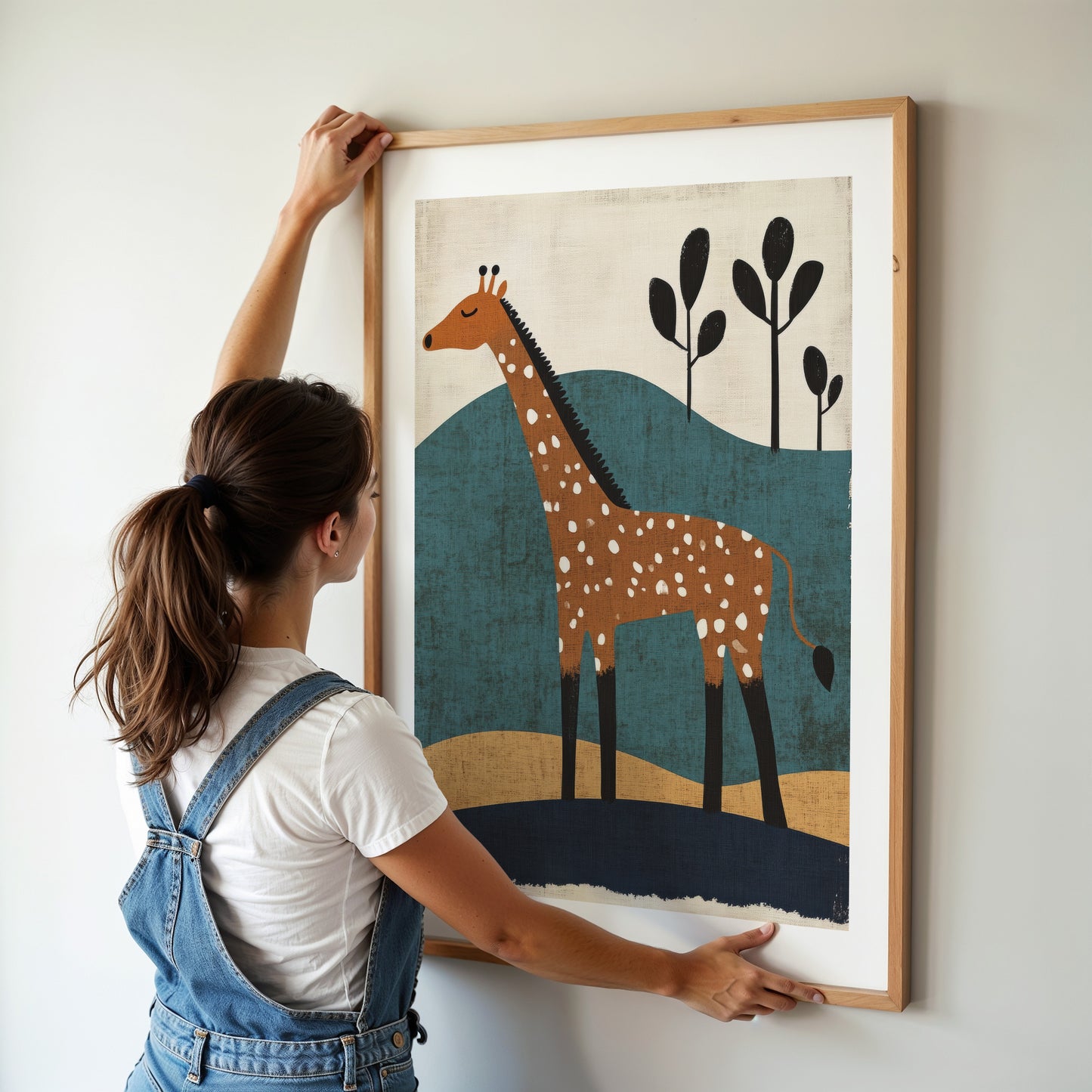 Giraffe in the Hills – Modern Safari Animal Wall Art for Kids Room