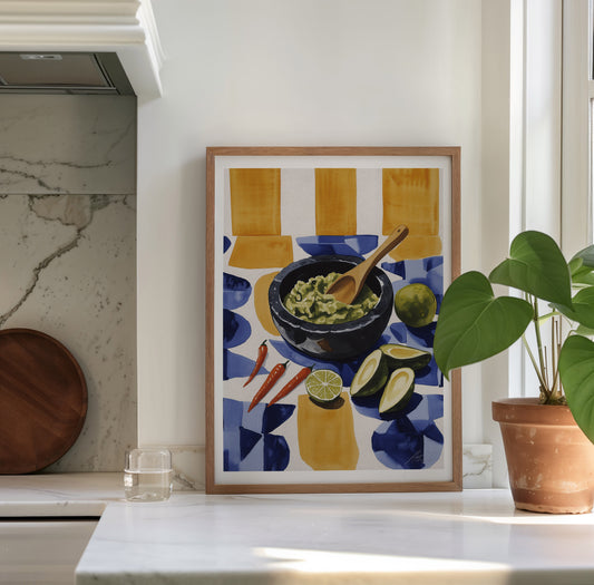 Molcajete de Guacamole Print – Mexican Inspired Modern Kitchen Wall Art