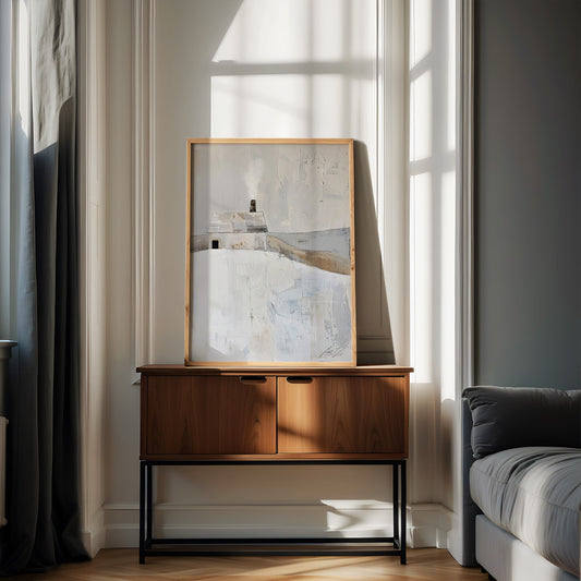 Nordic Cabin – Minimalist Winter Landscape in Soft Neutrals