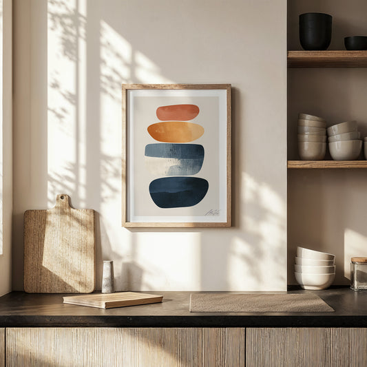 Nordic Pebble Stack – Scandinavian Abstract Wall Art