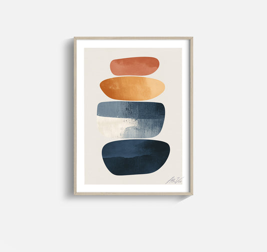 Nordic Pebble Stack – Scandinavian Abstract Wall Art