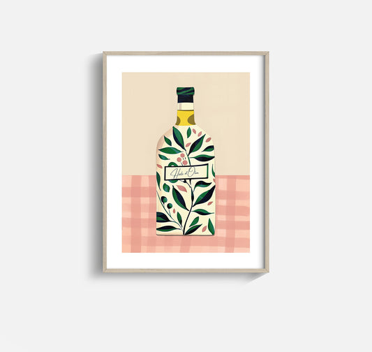 AOVE – Olive Oil Kitchen Print with Botanical Bottle Design