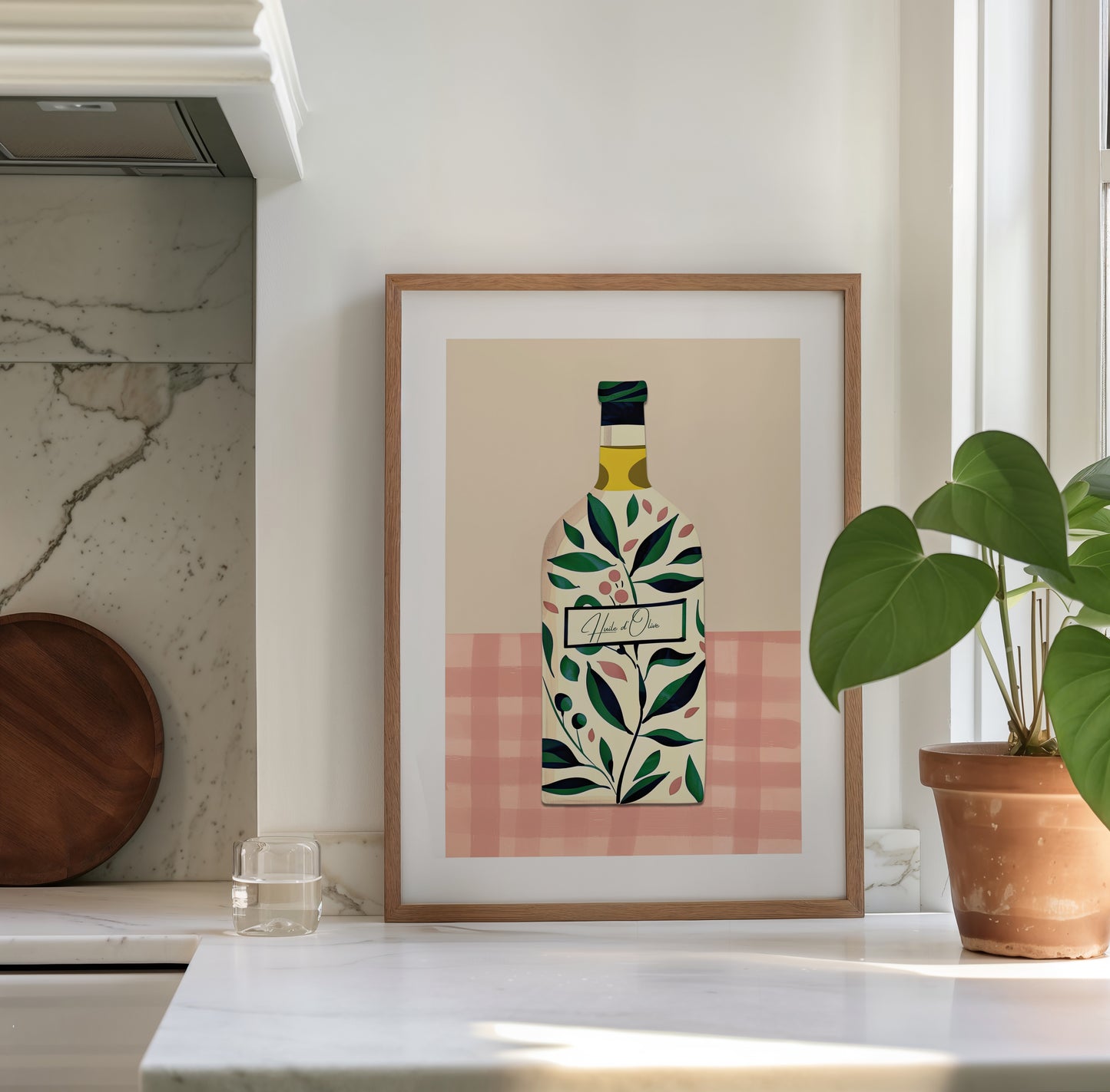 AOVE – Olive Oil Kitchen Print with Botanical Bottle Design