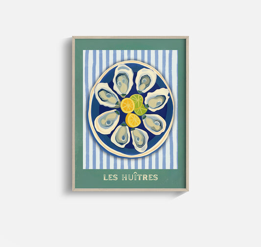 Les Huîtres – French Coastal Oyster Wall Art with Lemon & Lime