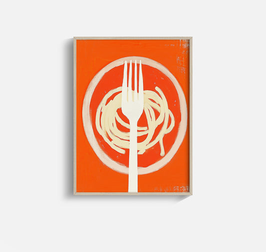 Pomodoro Tangle – Minimalist Spaghetti Wall Art in Bold Tomato Red