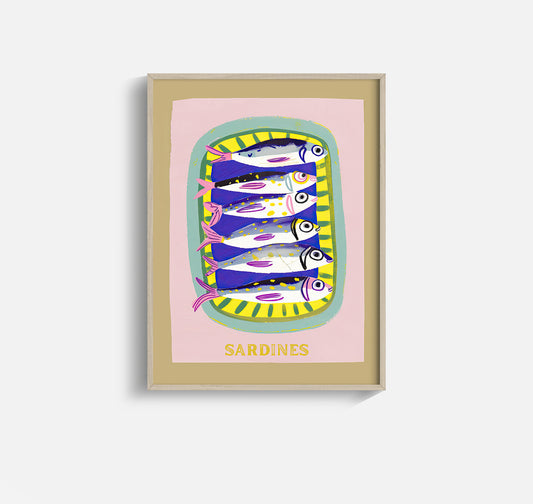 Sardines – Playful Canned Fish Print in Retro Coastal Colors