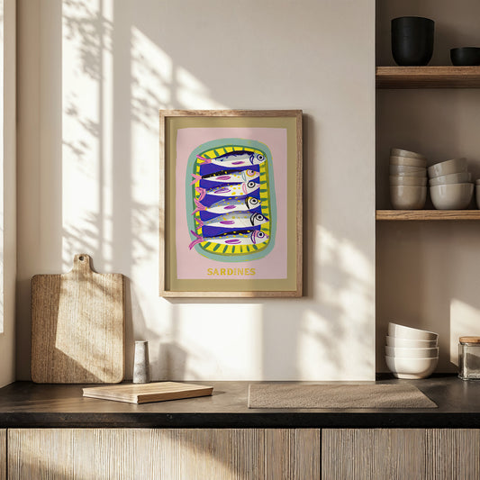 Sardines – Playful Canned Fish Print in Retro Coastal Colors