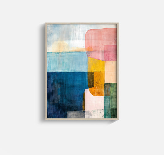 Shifting Fjords II – Abstract Nordic Landscape in Soft Color Blocks (Copy)