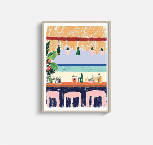 Beach Bar Wall Art – Tropical Coastal Drink Stand Print