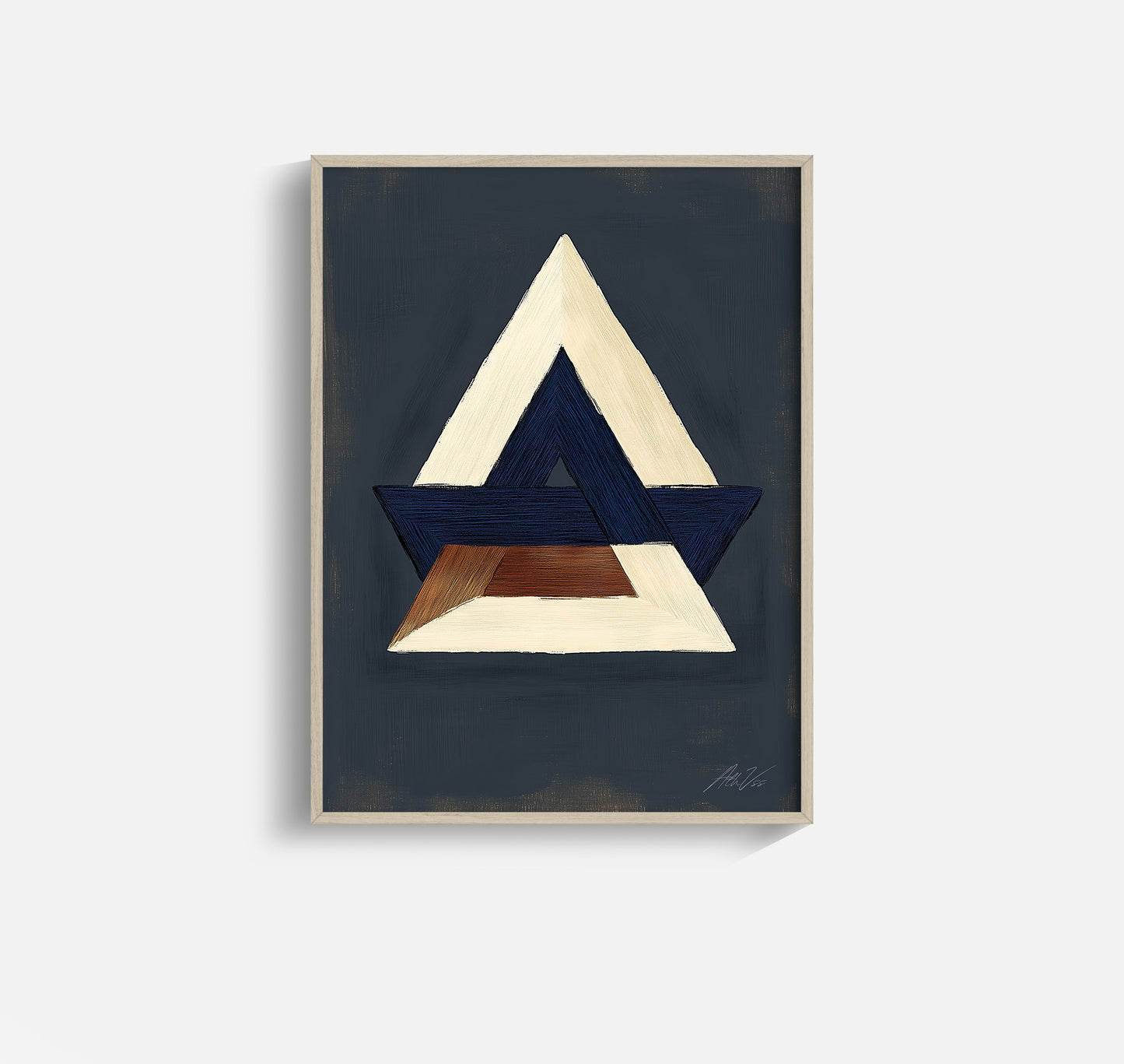 Valknut Shadowform – Modern Nordic Symbol in Indigo & Earth
