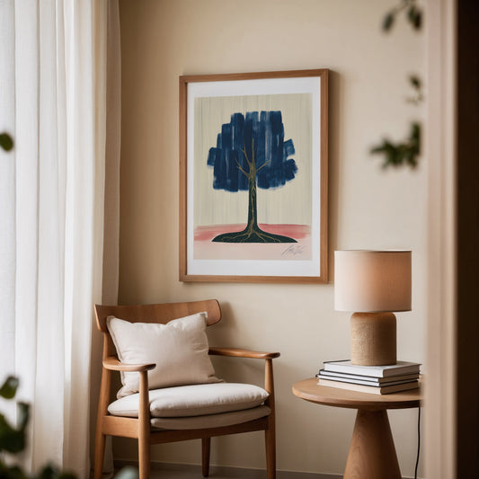Yggdrasil Rising – Nordic Tree of Life in Midnight & Blush